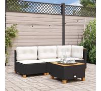 vidaXL Tavolo da Giardino Nero 55x55x36cm in Polyrattan e Legno Acacia
