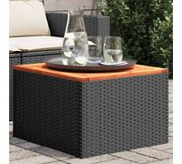 vidaXL Tavolo da giardino nero 55x55x37 cm in polyrattan e legno di acacia