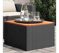 vidaXL Tavolo da Giardino Nero 55x55x37 cm Polyrattan e Legno Acacia