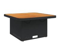 vidaXL Tavolo da Giardino Nero 80x80x71cm in Polyrattan e Legno Acacia