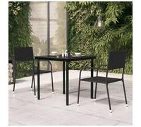 vidaXL Tavolo da Giardino Nero 80x80x74 cm in Acciaio e Vetro