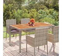 vidaXL Tavolo da Giardino Piano in Legno Grigio 150x90x75cm Polyrattan