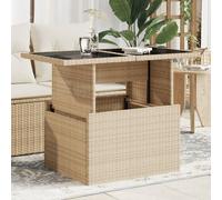vidaXL Tavolo da Giardino Piano in Vetro Beige 100x55x73 cm Polyrattan Tavolo da Pranzo Tavolo Tavolo da Esterno Tavolo da Patio