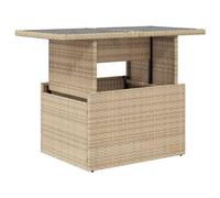 vidaXL Tavolo da Giardino Piano in Vetro Beige 100x55x73 cm Polyrattan Tavolo da Pranzo Tavolo Tavolo da Esterno Tavolo da Patio