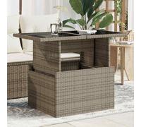 vidaXL Tavolo da Giardino Piano in Vetro Grigio 100x55x73cm Polyrattan