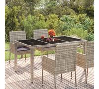 vidaXL Tavolo da Giardino Piano in Vetro Grigio 150x90x75cm Polyrattan