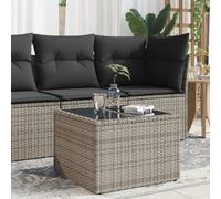 vidaXL Tavolo da Giardino Piano in Vetro Grigio 55x55x37 cm Polyrattan