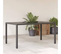 vidaXL Tavolo da Giardino Piano in Vetro Nero 150x90x75 cm Polyrattan
