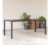 vidaXL Tavolo da Giardino Piano in Vetro Nero 190x90x75 cm Polyrattan