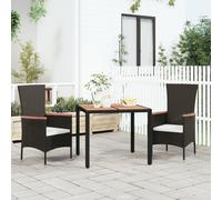 vidaXL Tavolo da Giardino Piano Legno Nero Polyrattan Massello Acacia
