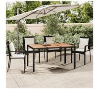 VIDAXL - Tavolo Da Giardino Piano Legno Nero Polyrattan Massello Acacia