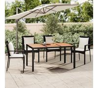VIDAXL - Tavolo Da Giardino Piano Legno Nero Polyrattan Massello Acacia