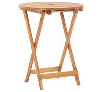 vidaXL Tavolo da Giardino Pieghevole con Foro Ombrellone Rustico Robusto Tavolino Arredi per Esterni 60x75 cm Naturale Legno Massello d'Acacia