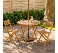 vidaXL Tavolo da Giardino Pieghevole Naturale Ø 90 x 75 cm