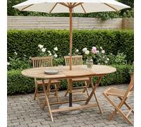 vidaXL Tavolo da Giardino Pieghevole Naturale 160 x 80 x 76 cm, Tavolo ovale moderno per esterni, pieghevole, in teak, salvaspazio per balconi, design a listelli