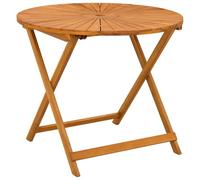 vidaXL Tavolo da Giardino Pieghevole Naturale Ø90 x 75 cm, Tavolo tondo pieghevole in acacia, rustico per esterni, superficie versatile, adatto al tempo, con foro per ombrello