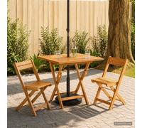 vidaXL Tavolo da Giardino Pieghevole Naturale 90 x 90 x 75 cm