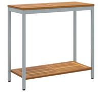 vidaXL Tavolo da Esterno in Legno Massello di Acacia e Acciaio, Naturale e Grigio, 80 x 35 x 75 cm. Perfetto per cene e Feste, ha Un Design Minimalista Che Si Adatta a balconi e patii. Ideale Come m