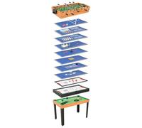 vidaXL Set Giochi da Tavola 15-in-1 Compatto Robusto Set Multi-Gioco Tennis da Tavolo Scacchi Calcetto Biliardino Hockey 121x61x82 cm Acero e Nero