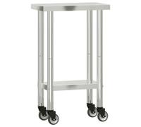 vidaXL Tavolo da Lavoro Cucina con Ruote 55x30x85 cm in Acciaio Inox