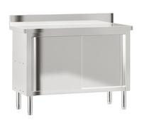 vidaXL Tavolo da Lavoro per Cucina con Ante Scorrevoli in Acciaio Inox