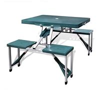 vidaXL Tavolo da Picnic Giardino Verde Pieghevole a 4 posti Leggero in Alluminio