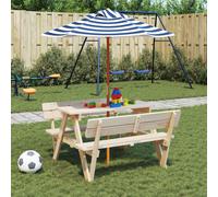 vidaXL Tavolo da Picnic per 4 Bambini con Ombrellone Legno di Abete