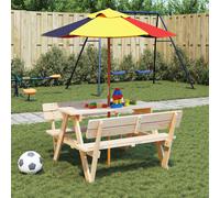vidaXL Tavolo da Picnic per 4 Bambini con Ombrellone Legno di Abete