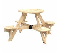 vidaXL Tavolo da Picnic per 4 Bambini Rotondo con Foro in Legno Abete, Panca da Picnic, Tavolo da Picnic per Bambini, Tavolo con sedie da Picnic per Bambini