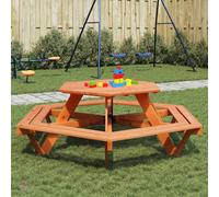 vidaXL Tavolo da Picnic per 6 Bambini con Panche Esagonale Legno Abete
