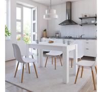 vidaXL Tavolo da Pranzo Elegante Moderno Robusto Resistente Stile Minimalista Liscio Tavola Arredo Salotto Cucina Bianco in Truciolato
