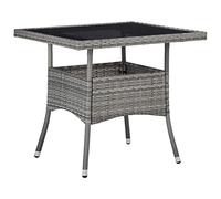 vidaXL Tavolo da Pranzo da Esterno Stile Vintage Elegante Mobile Arredo da Giardino in Polyrattan Grigio Telaio in Acciaio Ripiano in Vetro
