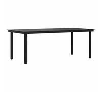 vidaXL Tavolo da Pranzo da Giardino Nero 200x100x74 cm Acciaio e Vetro