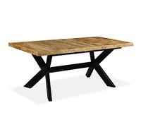 AX Tavolo Pranzo 180x90x76cm Stile Industriale Mango Artigianale Lucidato 244805