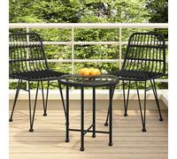 vidaXL Tavolo da Pranzo Nero Ø50 cm Vetro Temperato e Acciaio