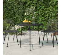 vidaXL Tavolo da Pranzo Nero Ø80 cm Vetro Temperato e Acciaio