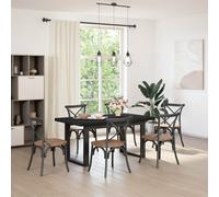 vidaXL Tavolo da pranzo NOAIN 160 cm Legno Massello di Pino Nero