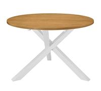 vidaXL Tavolo da Pranzo Rotondo Elegante Rustico Arredo Cucina Sala con Impiallacciatura Bianco e Marrone 120x75 cm in MDF Ripiano in Legno Hevea