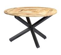 vidaXL Tavolo da pranzo rotondo, in legno di mango e ferro verniciato a polvere, con base a 3 gambe, stabile e durevole, tavolo per sala da pranzo, mobile da cucina, colore marrone, 120 cm