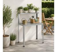 vidaXL Tavolo da rinvaso 80 x 50 x 104 cm Acciaio zincato Argento