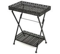vidaXL Tavolo da Tè Pieghevole Vintage Metallo 58x35x72 cm Nero