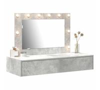 vidaXL Mobile da Toeletta Moderno con Luci LED Grigio Cemento Magazzino per Trucco Dimensione 100 X 40 70 cm Design Chic Camera da Letto Tavolo Interno Illuminazione Mobilia Elegante Contemporanea Bag