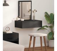 vidaXL Tavolo da Toeletta a Muro in Rovere Nero 60x40x70 cm