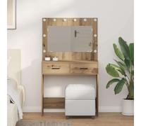 vidaXL Tavolo da Toeletta con Luci LED Rovere Artigianale 78.5x41x135 cm