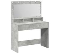 vidaXL Tavolo da Toeletta Grigio Cemento con Specchio e Luci - Soluzione alla Moda per Il Trucco in Camera da Letto - Ideale per Riporre, Dimensioni 100 X 41 135 cm, Mobili da Vestiario