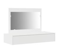vidaXL Tavolo da toeletta in legno bianco con specchio rettangolare compatto 100 x 40 x 70 cm per piccole camere da letto