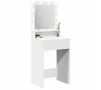 vidaXL Tavolo da Toeletta Moderno Bianco con Specchio LED Integrato | Elegante Postazione Trucco 50 x 41 x 135 cm Mobili Salvaspazio in Legno Ingegnerizzato