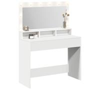vidaXL Tavolo da Toeletta Moderno Bianco con Luci LED E Specchio Elegante per Trucco in MDF Ideale per Decorazione Camera da Letto Compatto Design Unisex necessità di Bellezza Mobili per Magazzino