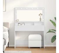vidaXL Tavolo da Toeletta Moderno Bianco con Luci LED E Specchio Elegante per Trucco in MDF Ideale per Decorazione Camera da Letto Compatto Design Unisex necessità di Bellezza Mobili per Magazzino