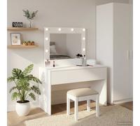 vidaXL Tavolo da Toeletta Appeso al Muro con Luci LED - Bianco